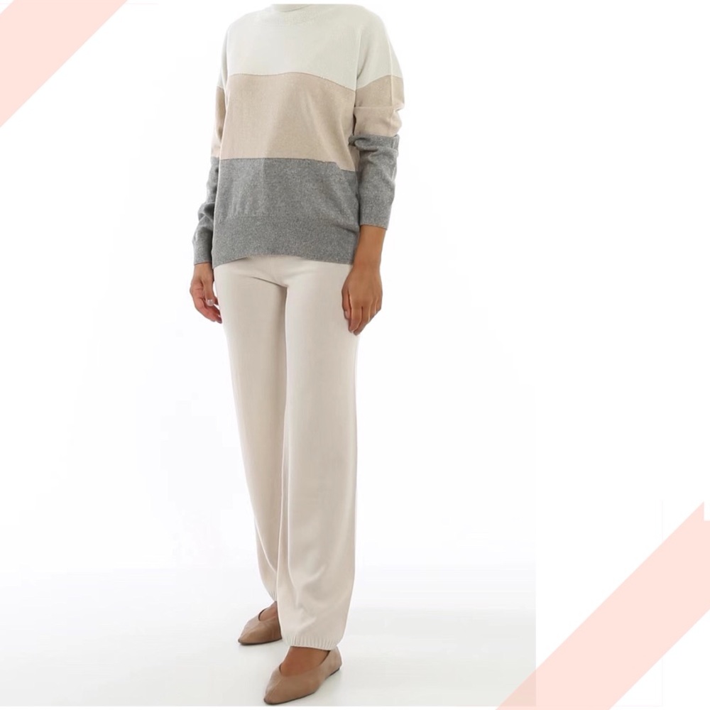 NWT Peserico tied-waist ribbed cashmere blend knit trousers size 38